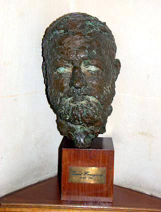 a bust of Hemingway at the Ritz Hotel, Paris