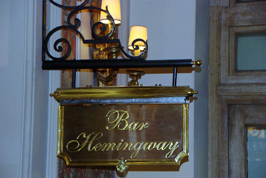 signage at the Bar Hemingway, Ritz Hotel on rue Cambon