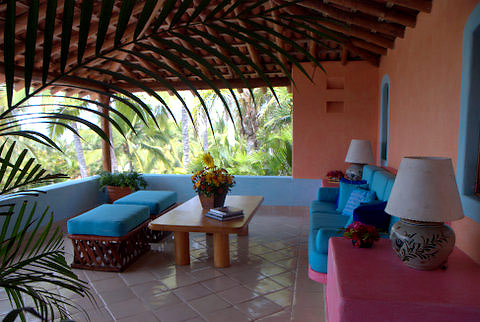 colorful interior of a villa at Las Alamandas