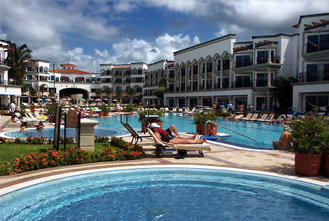 view from the pool at the Royal Hotel in the heart of Playa del Carmen