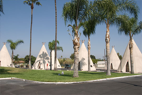 the 1949 Wigwam Motel on the border of Rialto and San Bernardino