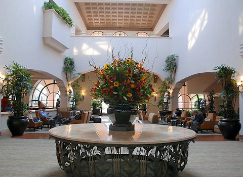 the interior of the family-owned Fess Parker Hilton Resort, Santa Barbara