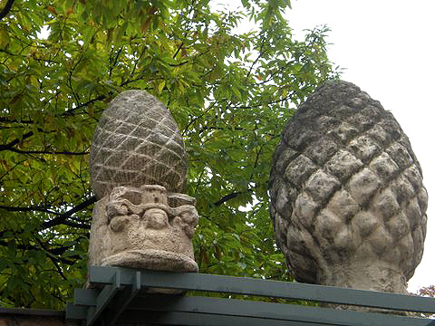 sculptures of pinecones, the Roman symbol for Augsburg