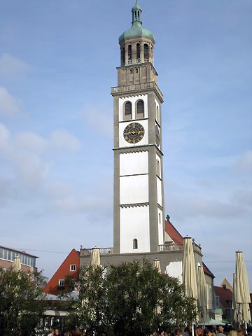 a view of the Perlach Tower