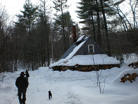 the Maple sugarhouse at Kearsarge Gore Farm near Warner, New Hampshire, in winter