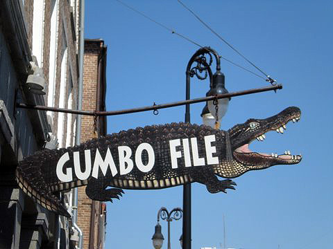 Gumbo sign at a restaurant, the French Quarter, New Orleans