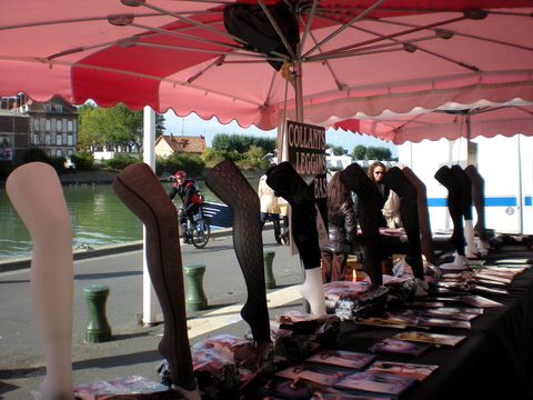 pantyhose for sale at waterfront market, Trouville