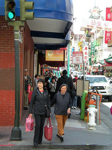 street scene along Grant Avenue in Chinatown, San Francisco