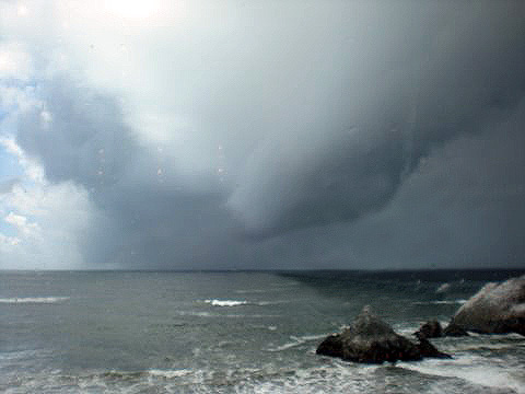 view from the Cliff House of a storm blowing in, San Francisco