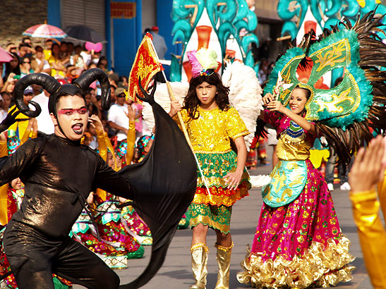 Kauswagan dancers competing in the Kasadya Street Dancing, Iligan City fiesta, Philippines