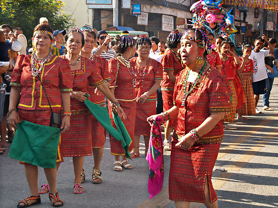 Diyandi female dancers of the Higaunon tribe during the Kasadya street dancing on Pagpakanaug Day, Iligan City