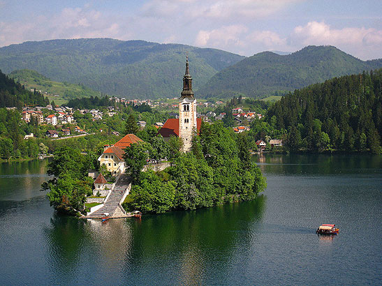 the Church of the Assumption on the island of Bled, Slovenia