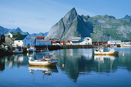 fishing village scene, Lofoten Islands, Norway