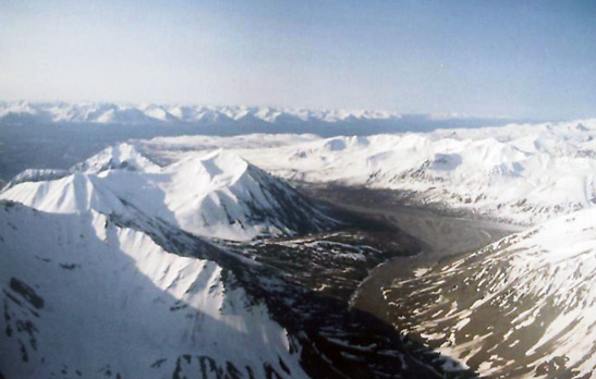 aerial view of snow-capped mountains of Denali