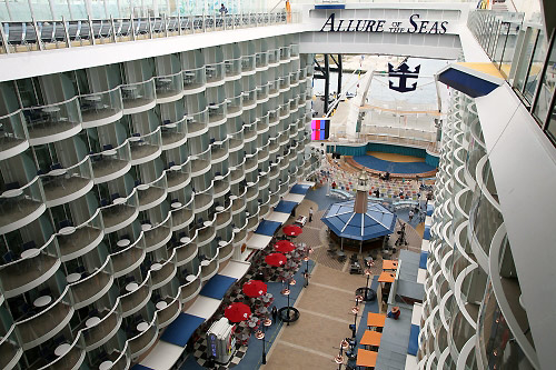 balcony staterooms overlooking the Boardwalk on the Allure of the Seas