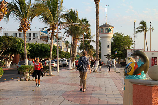 walking and jogging along the Malecón - La Paz's bay-front boardwalk