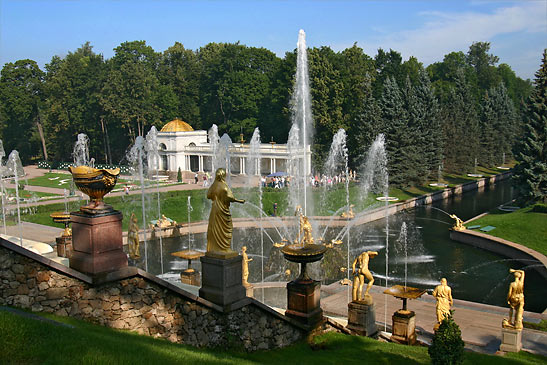 fountains and sculptures at the Peterhof, St. Petersburg, Russia