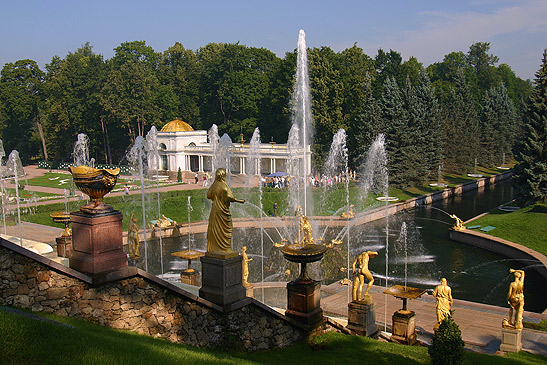 fountains and sculptures at the Peterhof, St. Petersburg