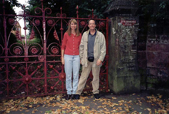 at the gate of the Strawberry Field Salvation Army children's home