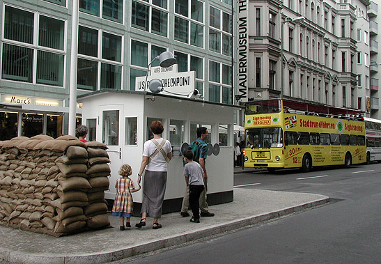 Checkpoint Charlie, a Cold War US Army checkpoint at the entrance to West Berlin