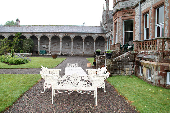 outdoor furniture set inside the grounds of the Castle Leslie, County Monaghan, Ireland