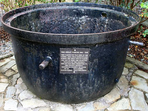 Potato Famine pot in the middle of a forest