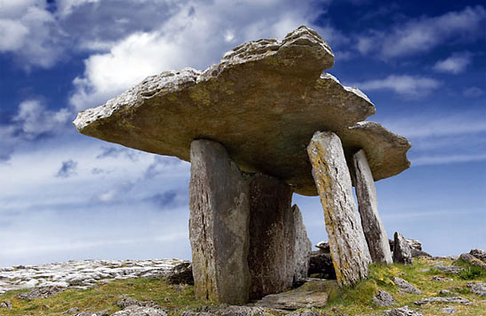 the Poulnabrone Dolmen, a Neolithic burial site in the Burren