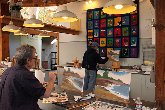 a painting class at the home of the Sawdust Art Festival