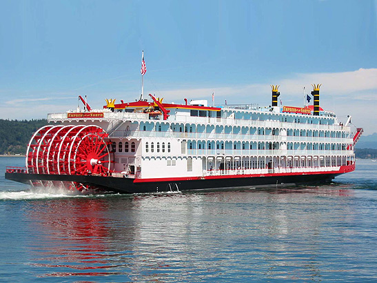 the Empress of the North showing its paddlewheel