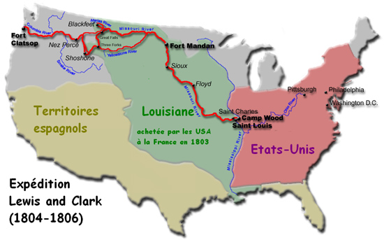 map of Lewis and Clark's 1804-1806 expedition