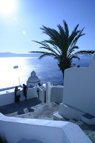 another view of caldera from house on cliff, Santorini