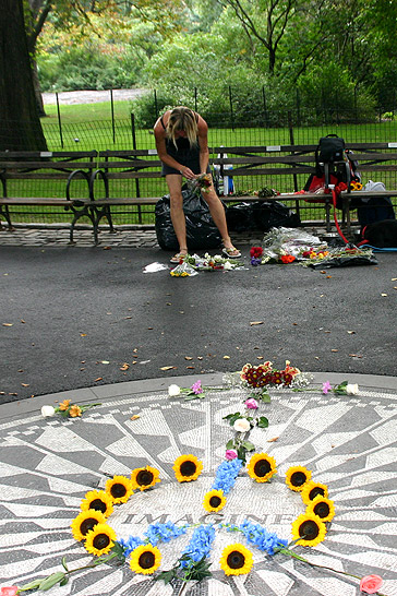 flowers at the Imagine mosaic, Strawberry Fields Memorial to John Lennon, Central Park