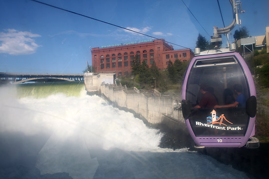 Looff Carrousel gliding over the Spokane Falls