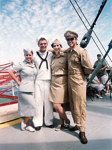 SS Lane Victory re-enactors in WW2-era costumes
