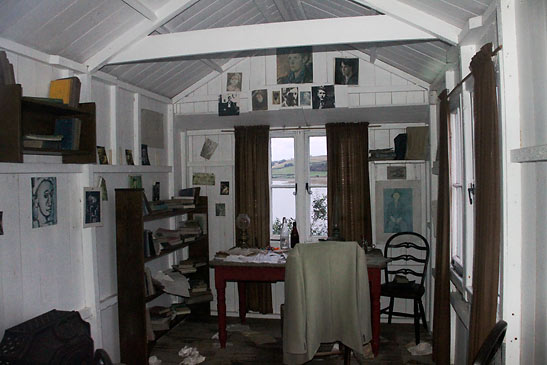 Dylan Thomas' Writing Shed overlooking the River Taf Estuary