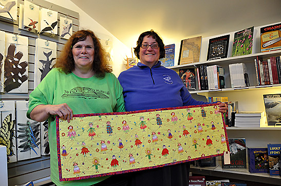 two Alaskan ladies in a bookstore