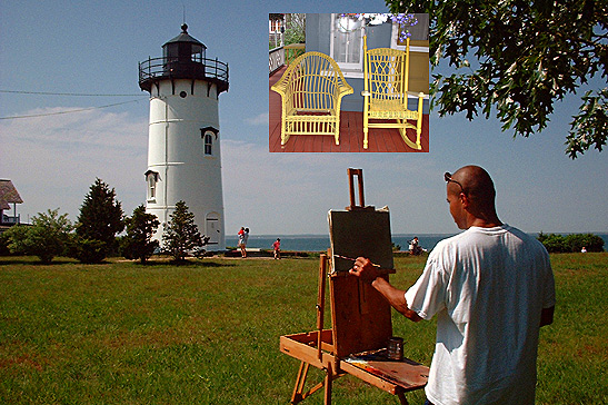 painting and lighthouse, Block Island