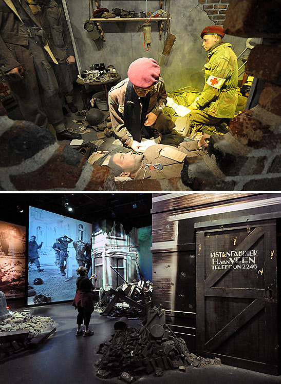 two of the interactive displays recreating scenes from the battle, the Airborne Museum, Oosterbeek
