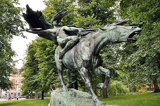 Stephan Sinding's bronze statue of Valkyrie on horse, Copenhagen