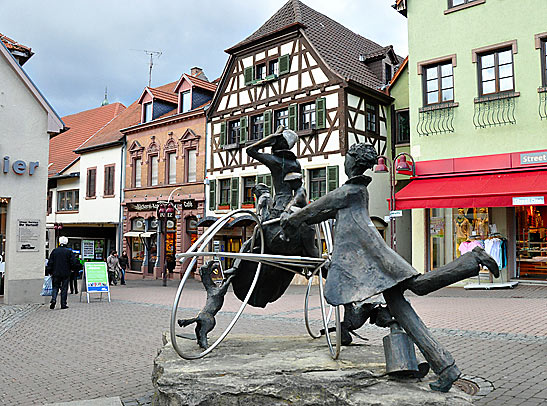 memorial to 'the world's first gas station' outside the Wiesloch pharmacy