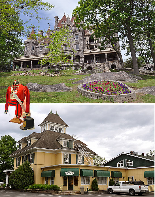 scenes from Gananoque, Ontario - top: the Boldt Castle; bottom: the Colonial Inn