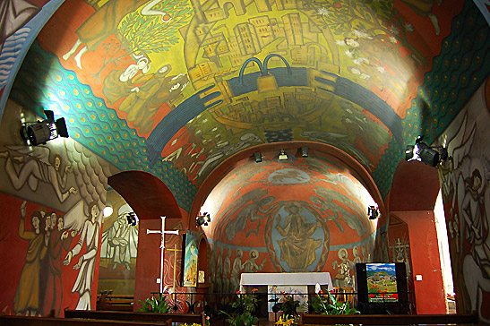 frescoes inside the Notre-Dame La Salette chapel, Sete, France