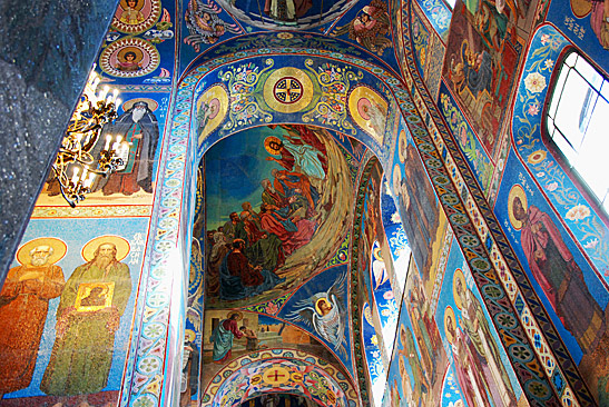 the interior of the Church of Our Savior on Spilled Blood, St. Petersburg