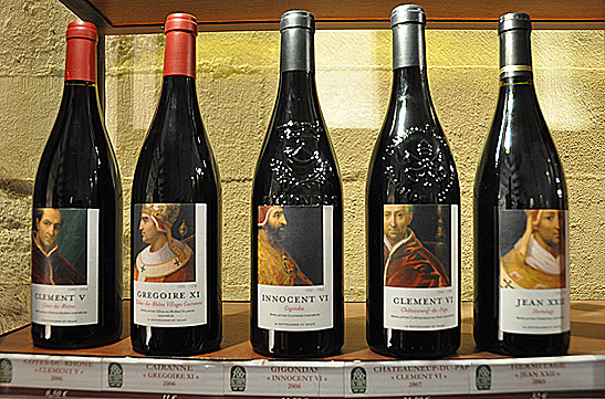 'wines favored by the popes' at gift shop, the Pope's Palace, Avignon