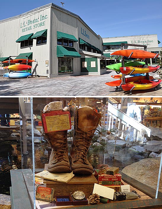 L.L. Bean's retail store and original boots on display
