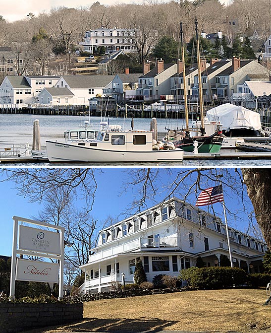 the harbor at Camden and the Camden Harbor Inn