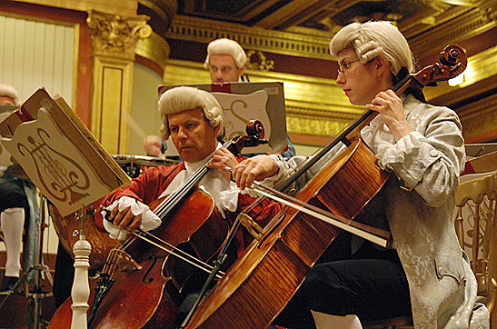 bewigged musicians performing in Vienna