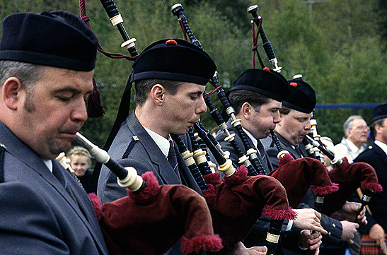 Scottish bagpipe players