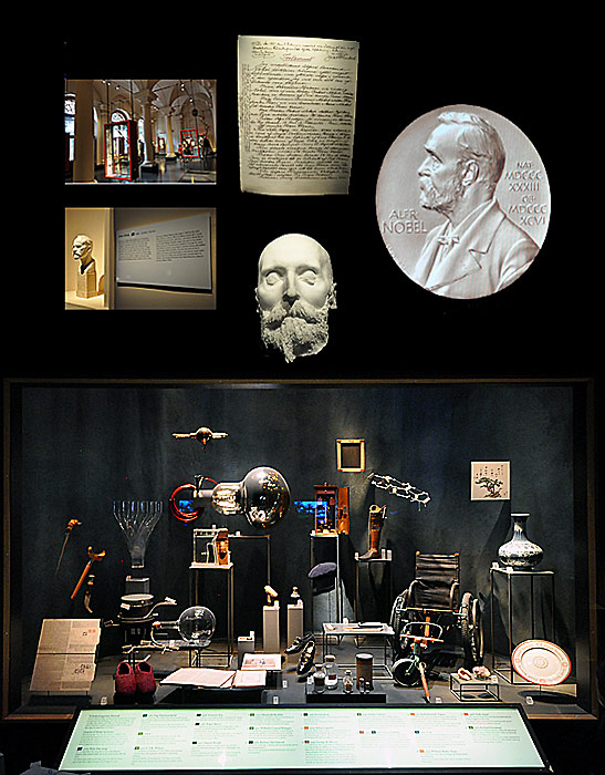 some of the personal effects of Nobel Prize winners, including ALfred Nobel's last will and testament, at the Nobel Museum