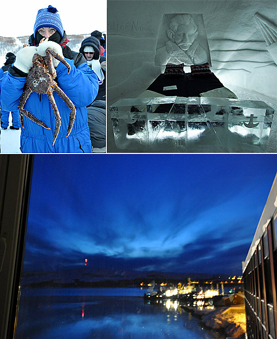 Alaska King Crab Safari, the Snow Hotel, night view from the Thon Hotel